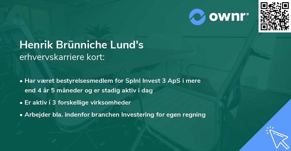 Henrik Brünniche Lund's erhvervskarriere kort