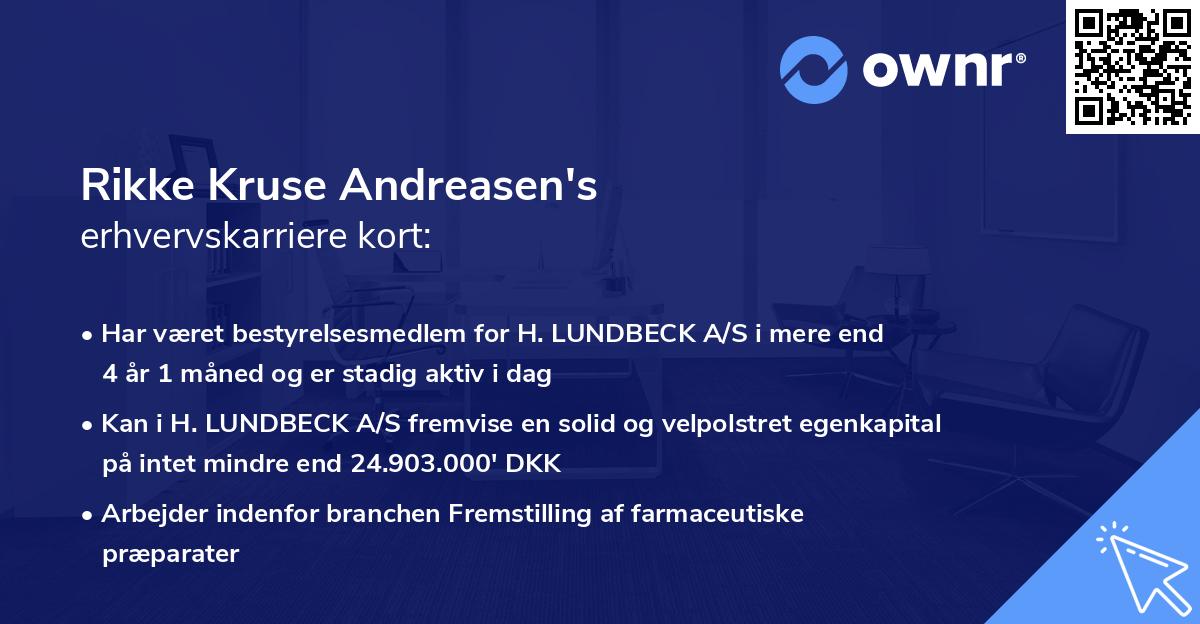 Rikke Kruse Andreasen's erhvervskarriere kort