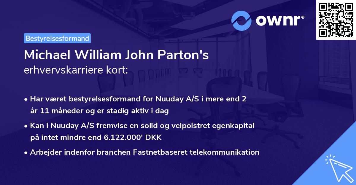 Michael William John Parton's erhvervskarriere kort