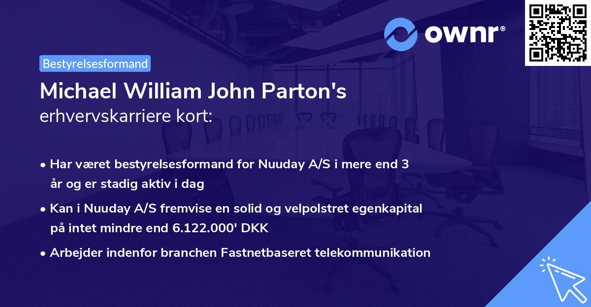 Michael William John Parton's erhvervskarriere kort