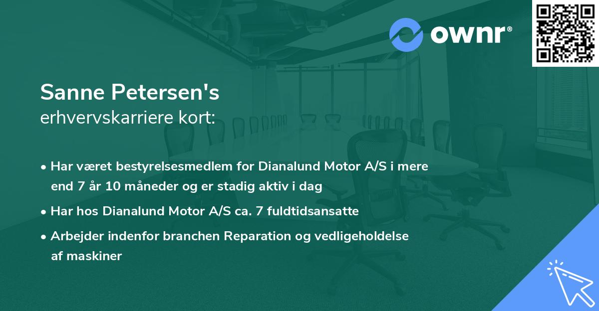 Sanne Petersen's erhvervskarriere kort