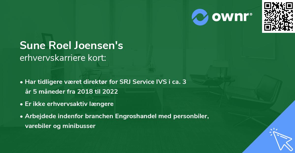 Sune Roel Joensen's erhvervskarriere kort
