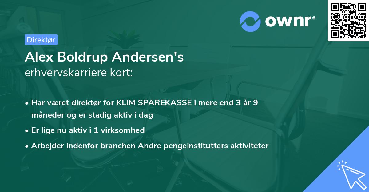 Alex Boldrup Andersen's erhvervskarriere kort