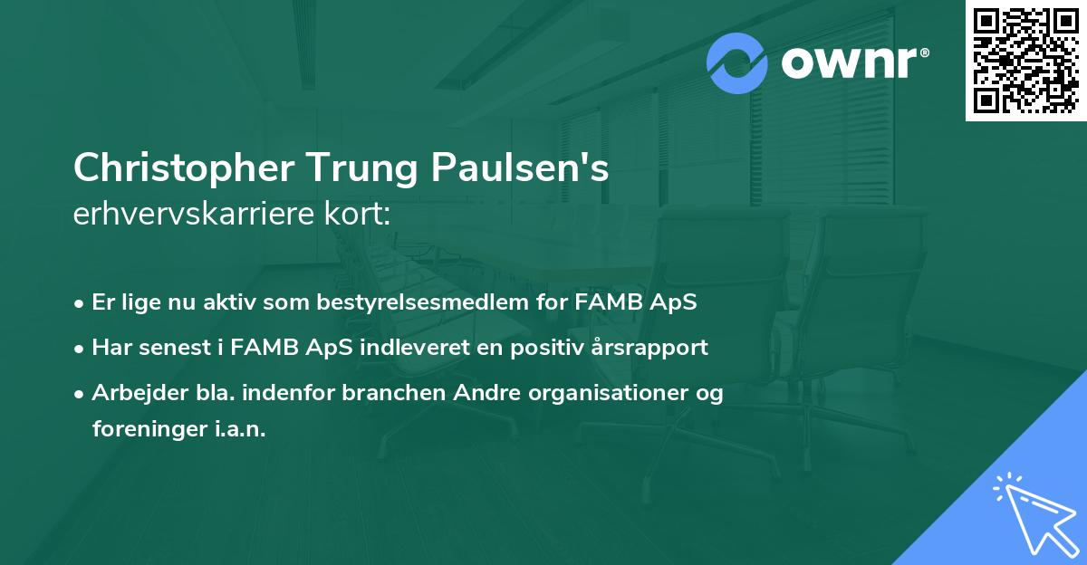 Christopher Trung Paulsen's erhvervskarriere kort