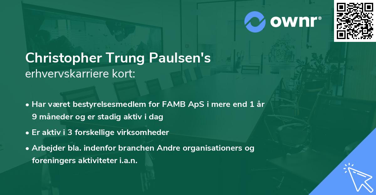 Christopher Trung Paulsen's erhvervskarriere kort