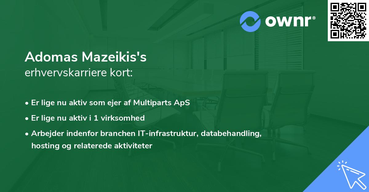 Adomas Mazeikis's erhvervskarriere kort