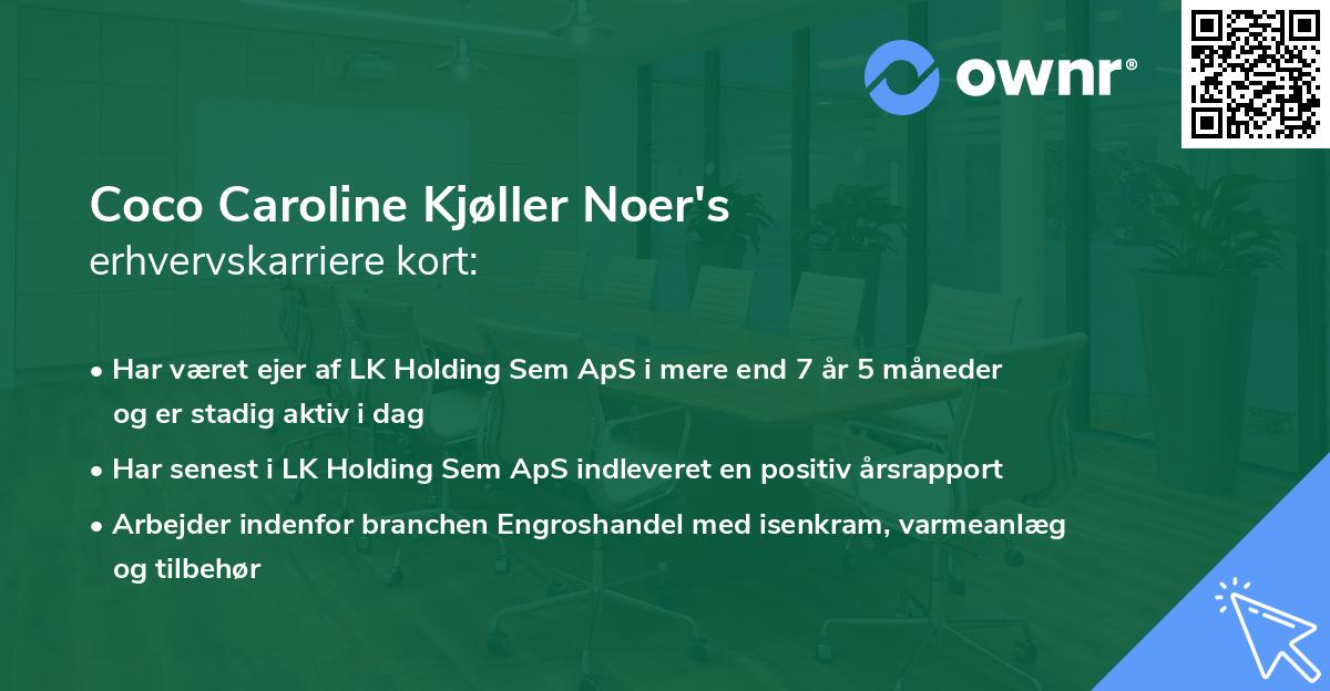 Coco Caroline Kjøller Noer's erhvervskarriere kort