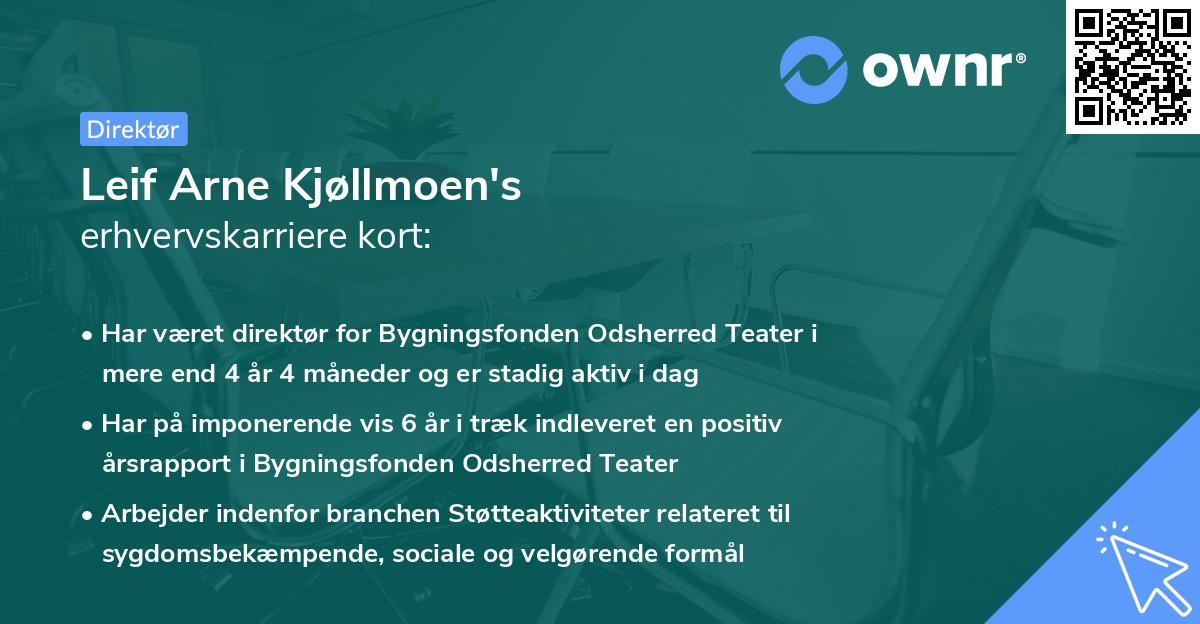 Leif Arne Kjøllmoen's erhvervskarriere kort