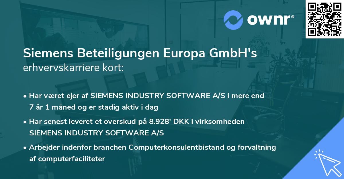 Siemens Beteiligungen Europa GmbH's erhvervskarriere kort