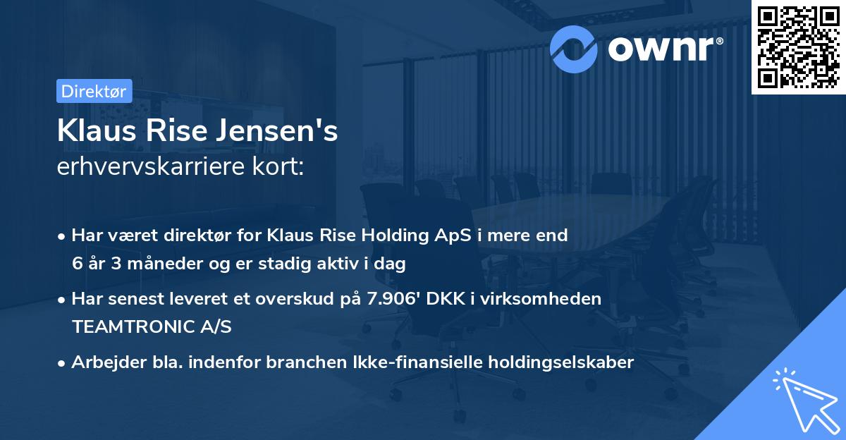 Klaus Rise Jensen's erhvervskarriere kort