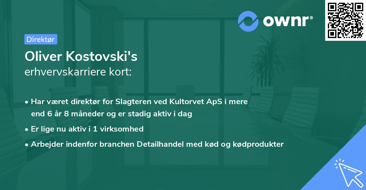 Oliver Kostovski's erhvervskarriere kort