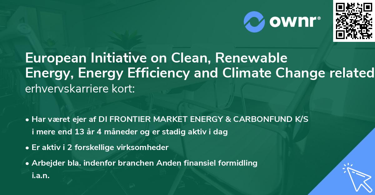 European Initiative on Clean, Renewable Energy, Energy Efficiency and Climate Change related to Development SICAV, SIF's erhvervskarriere kort