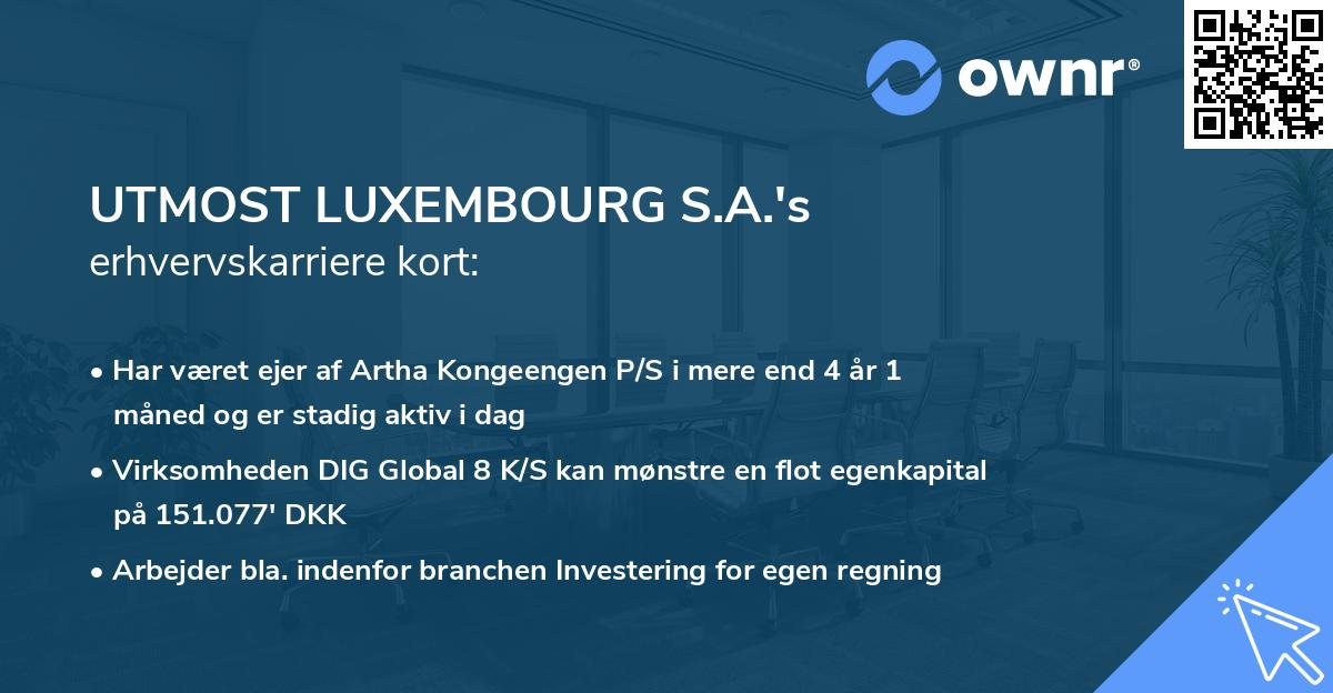 UTMOST LUXEMBOURG S.A.'s erhvervskarriere kort