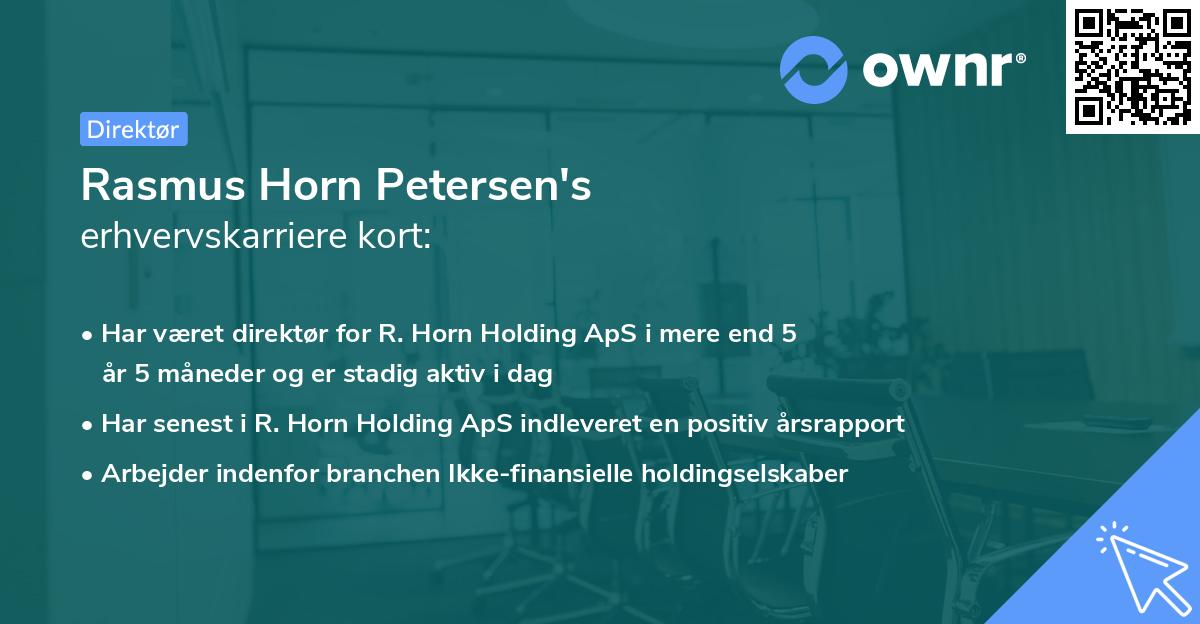 Rasmus Horn Petersen's erhvervskarriere kort