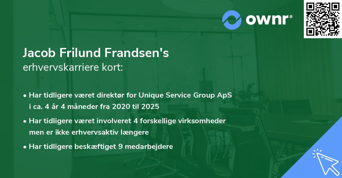 Jacob Frilund Frandsen's erhvervskarriere kort