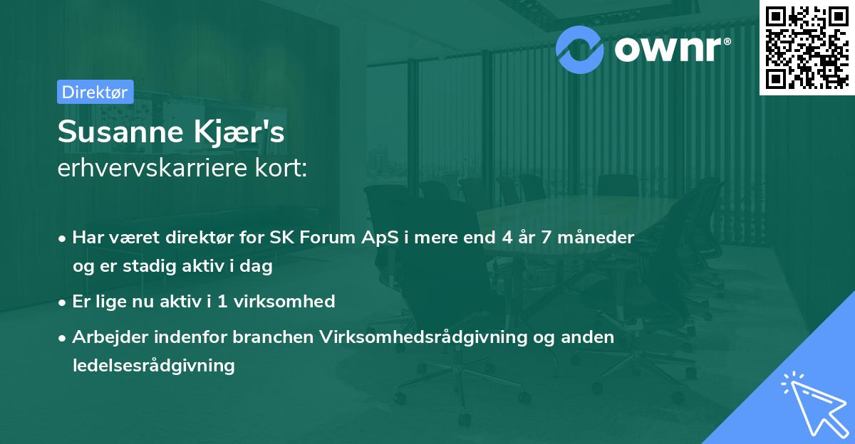 Susanne Kjær's erhvervskarriere kort