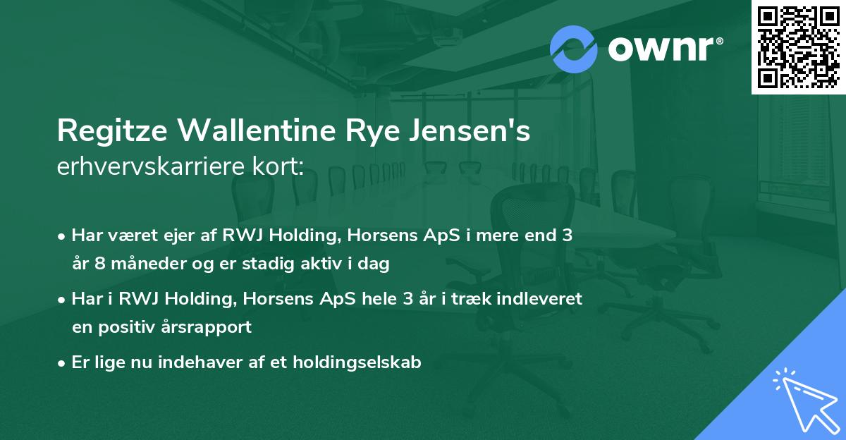 Regitze Wallentine Rye Jensen's erhvervskarriere kort