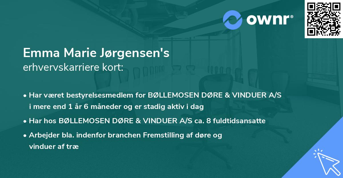 Emma Marie Jørgensen's erhvervskarriere kort