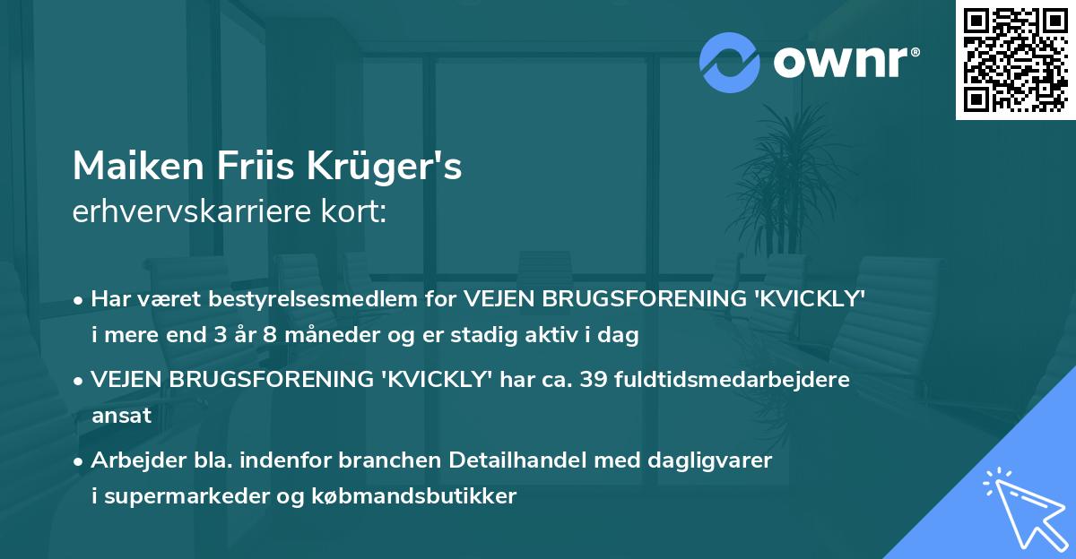 Maiken Friis Krüger's erhvervskarriere kort