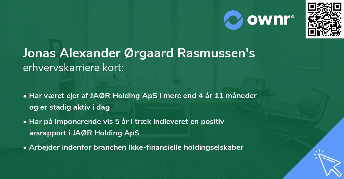 Jonas Alexander Ørgaard Rasmussen's erhvervskarriere kort
