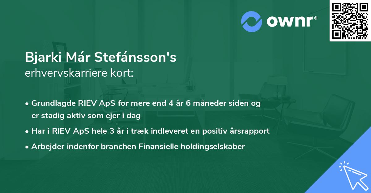 Bjarki Már Stefánsson's erhvervskarriere kort
