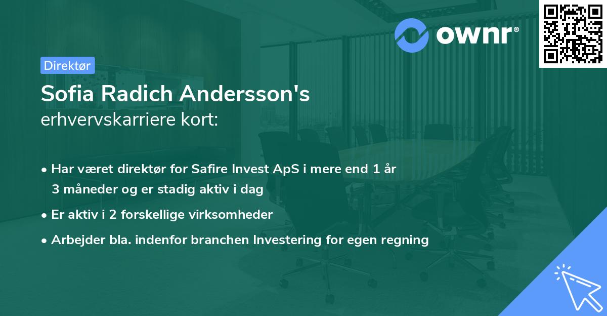 Sofia Radich Andersson's erhvervskarriere kort