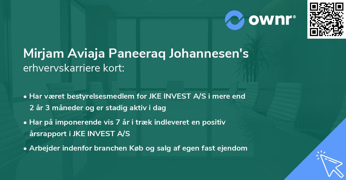 Mirjam Aviaja Paneeraq Johannesen's erhvervskarriere kort