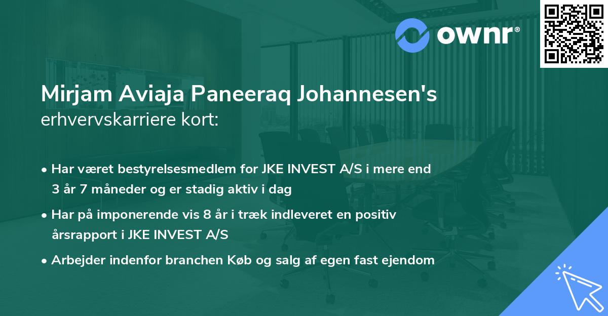 Mirjam Aviaja Paneeraq Johannesen's erhvervskarriere kort