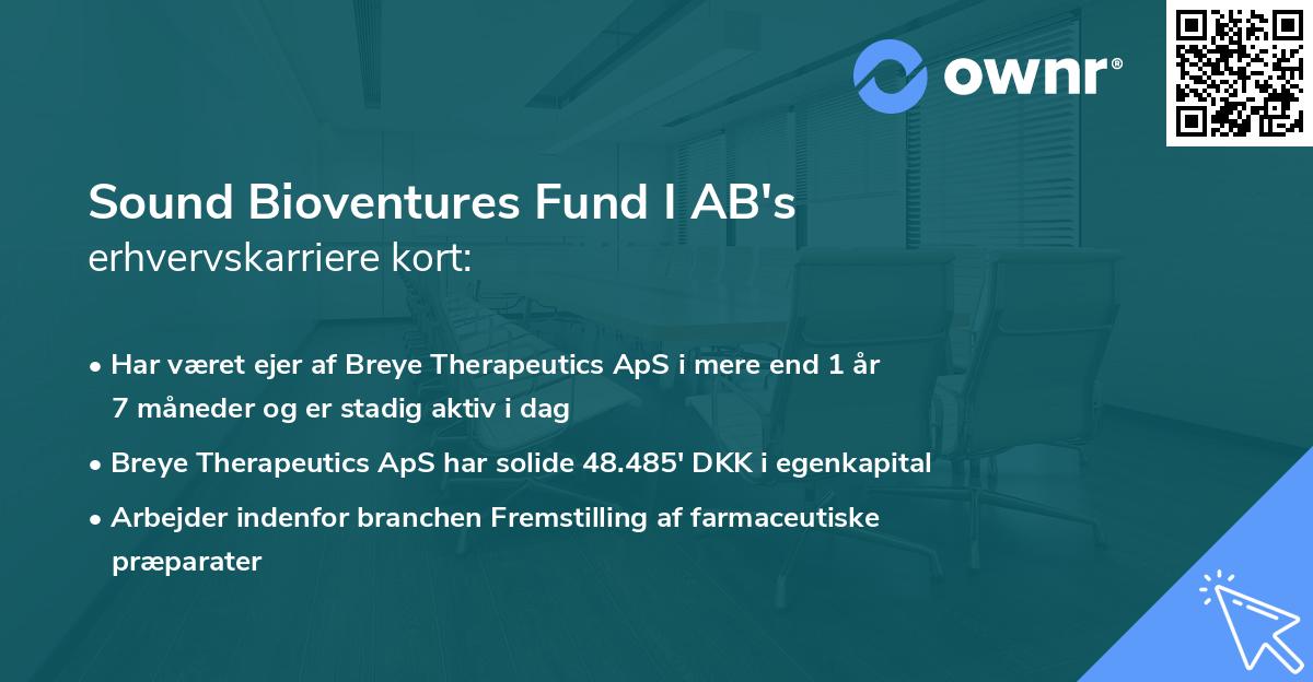 Sound Bioventures Fund I AB's erhvervskarriere kort