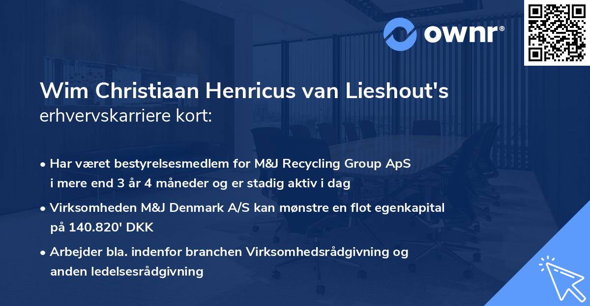 Wim Christiaan Henricus van Lieshout's erhvervskarriere kort