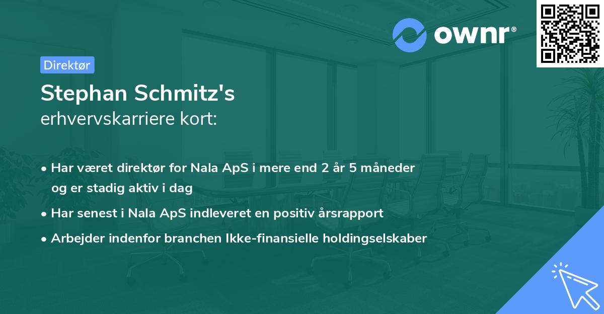 Stephan Schmitz's erhvervskarriere kort