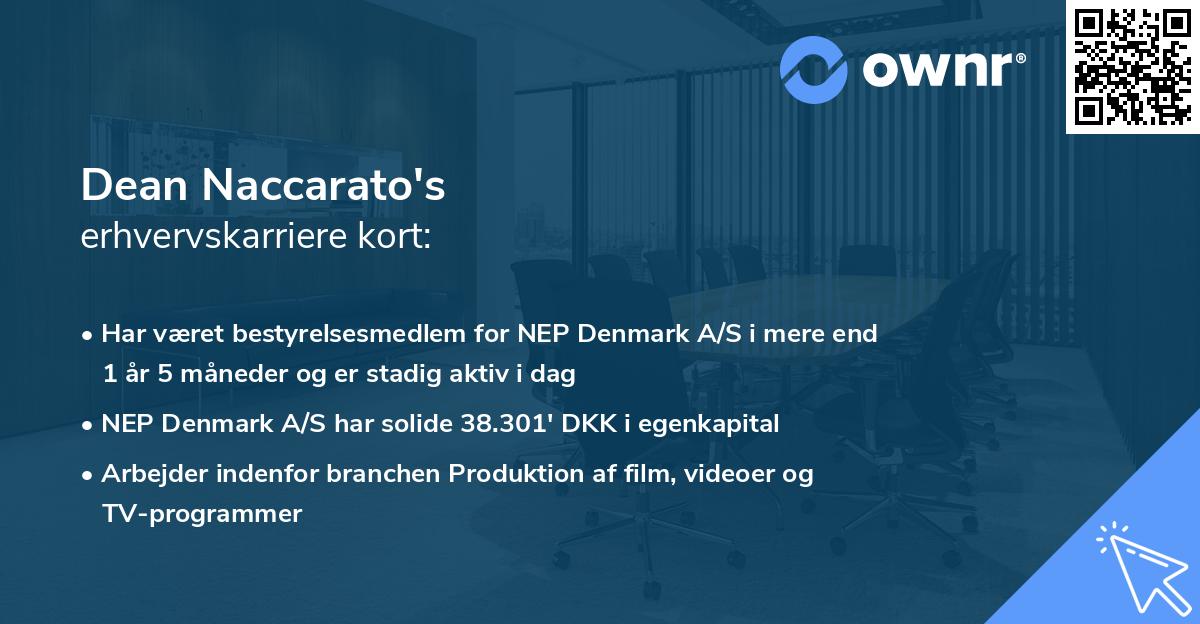 Dean Naccarato's erhvervskarriere kort