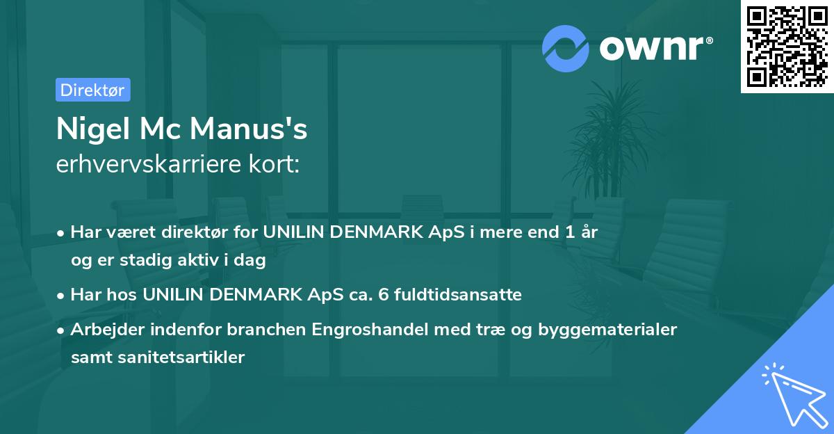 Nigel Mc Manus's erhvervskarriere kort