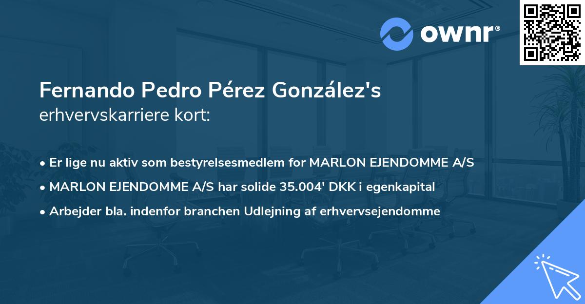 Fernando Pedro Pérez González's erhvervskarriere kort