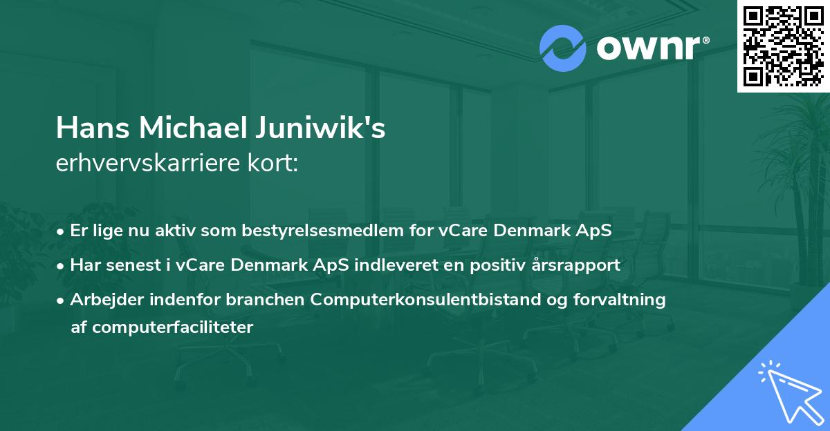 Hans Michael Juniwik's erhvervskarriere kort