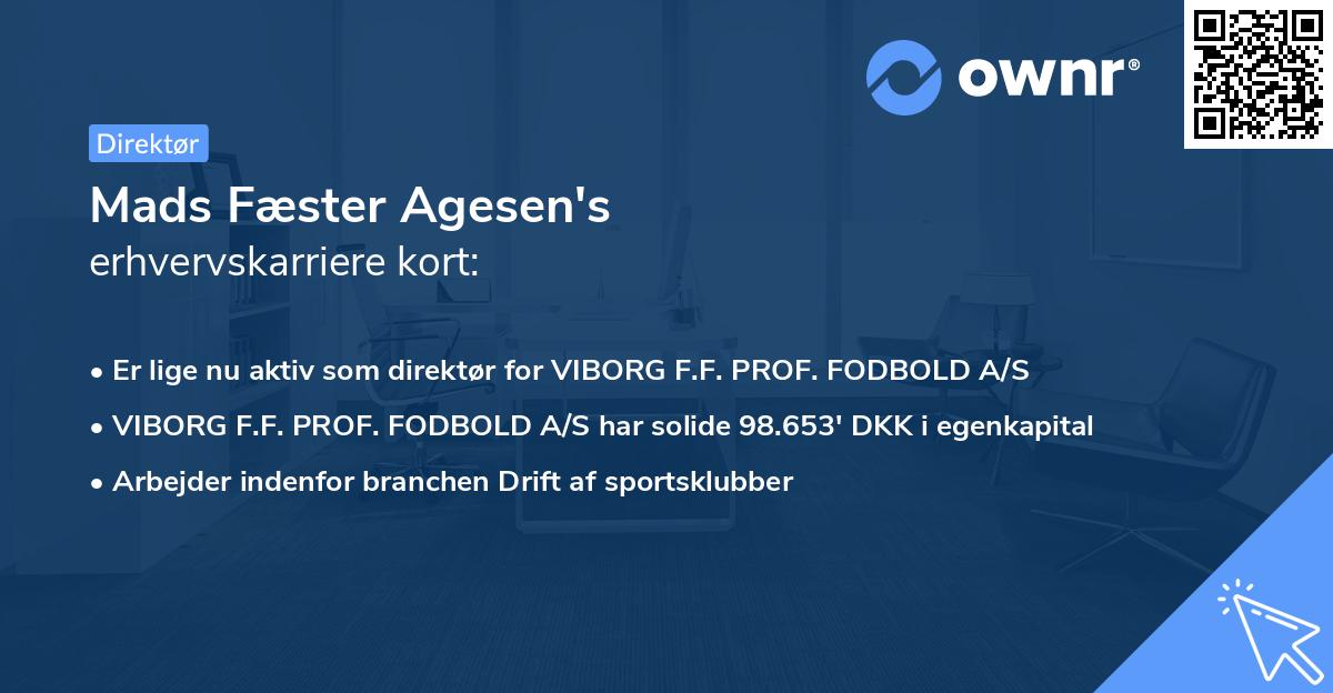 Mads Fæster Agesen's erhvervskarriere kort
