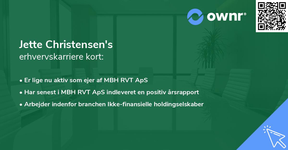 Jette Christensen's erhvervskarriere kort