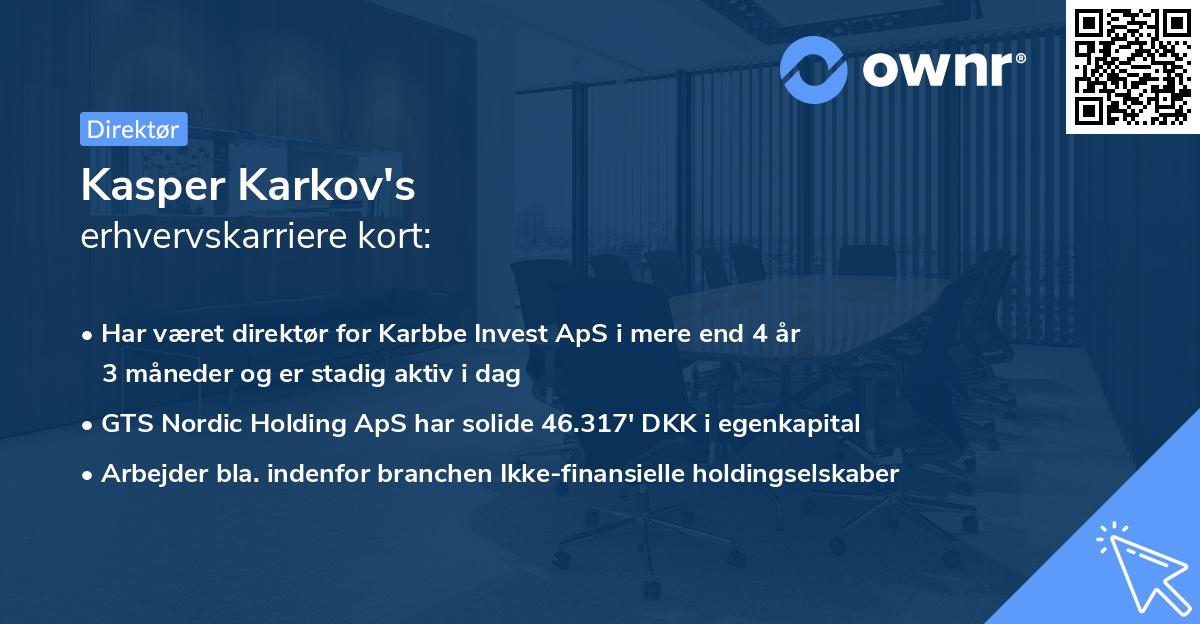 Kasper Karkov's erhvervskarriere kort