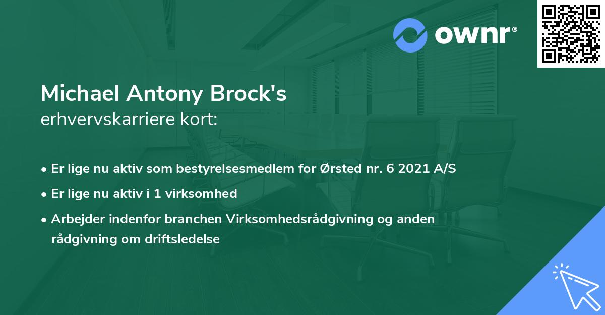 Michael Antony Brock's erhvervskarriere kort