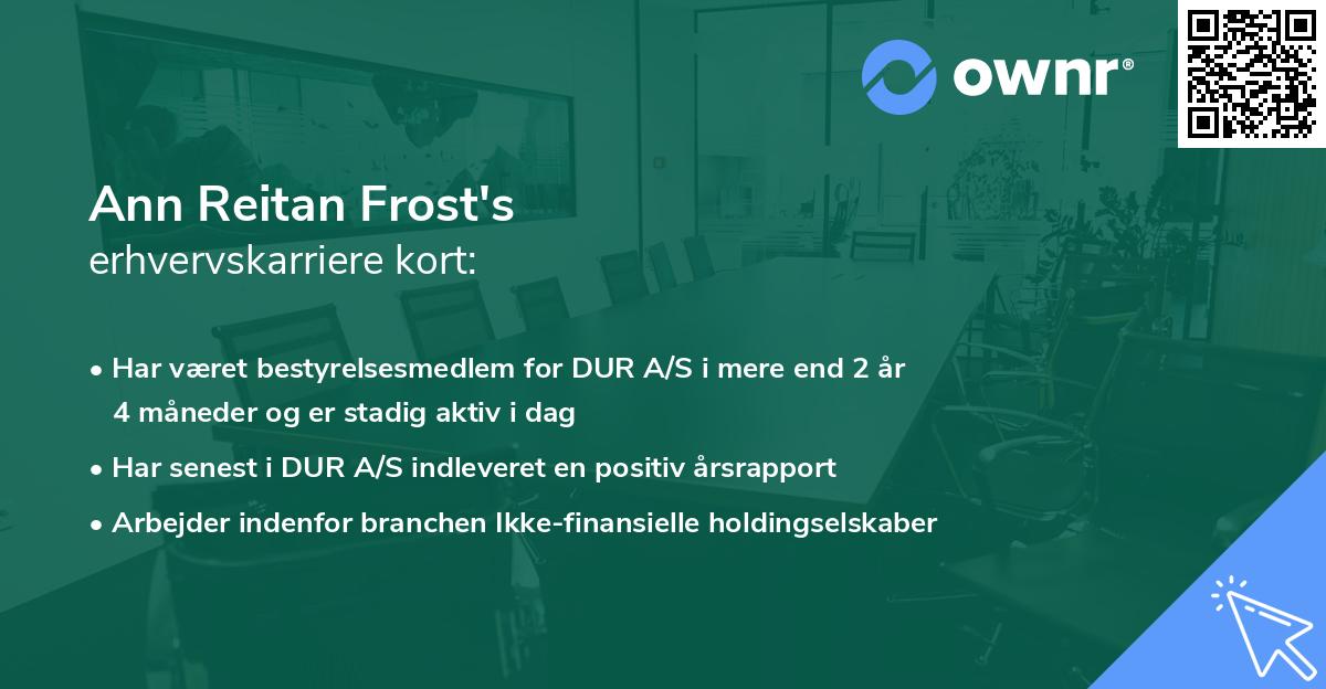 Ann Reitan Frost's erhvervskarriere kort