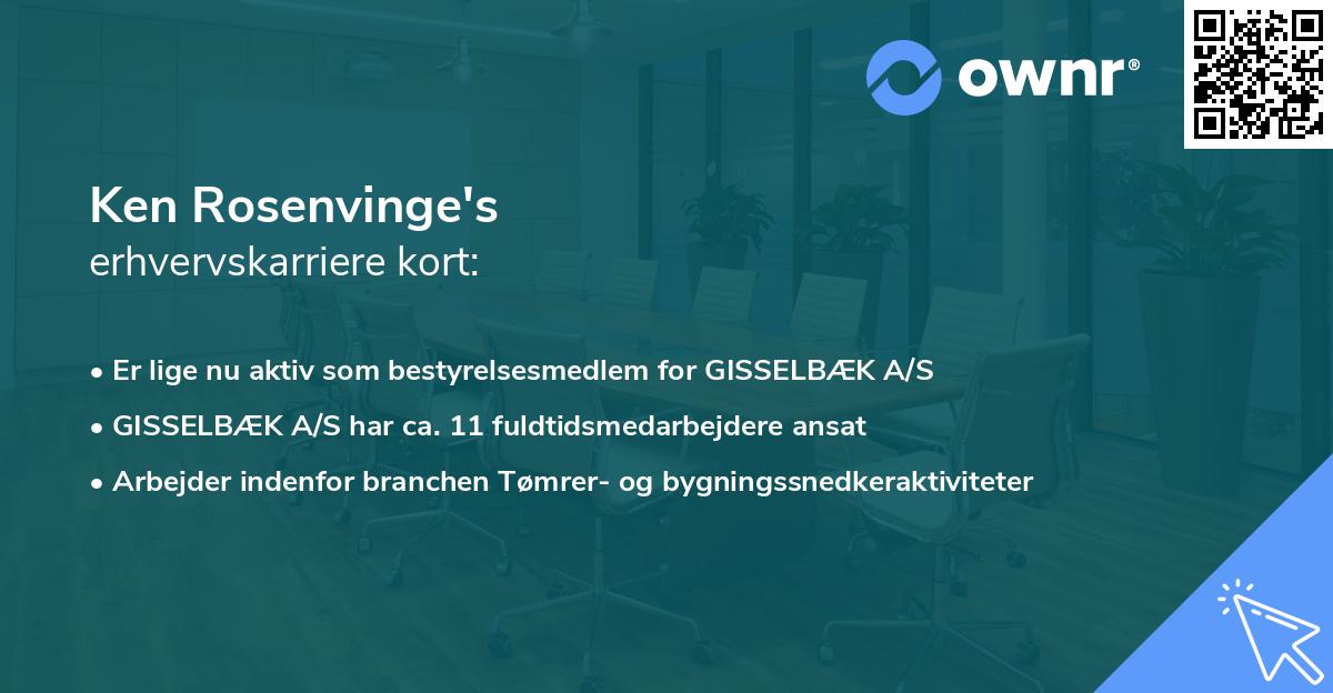 Ken Rosenvinge's erhvervskarriere kort