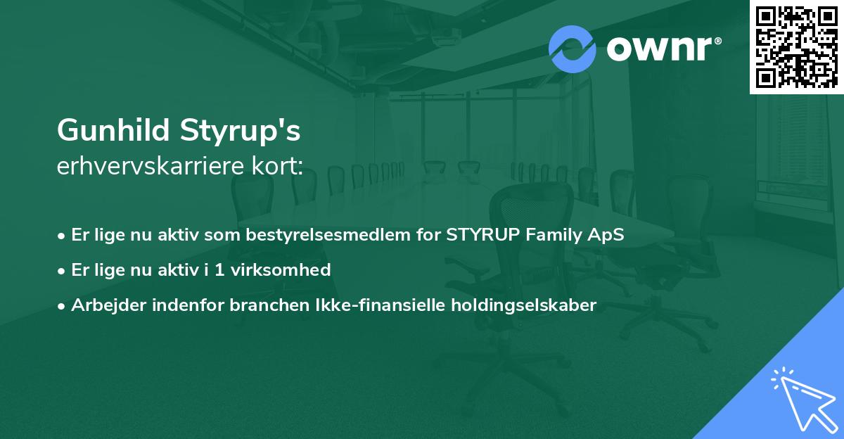 Gunhild Styrup's erhvervskarriere kort