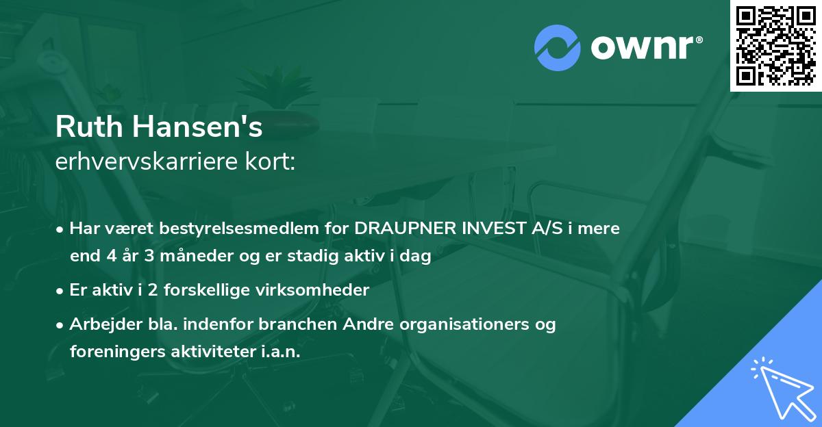 Ruth Hansen's erhvervskarriere kort