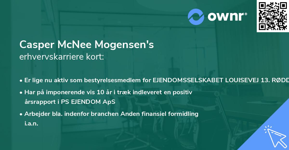 Casper McNee Mogensen's erhvervskarriere kort