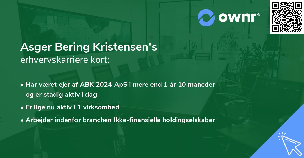 Asger Bering Kristensen's erhvervskarriere kort