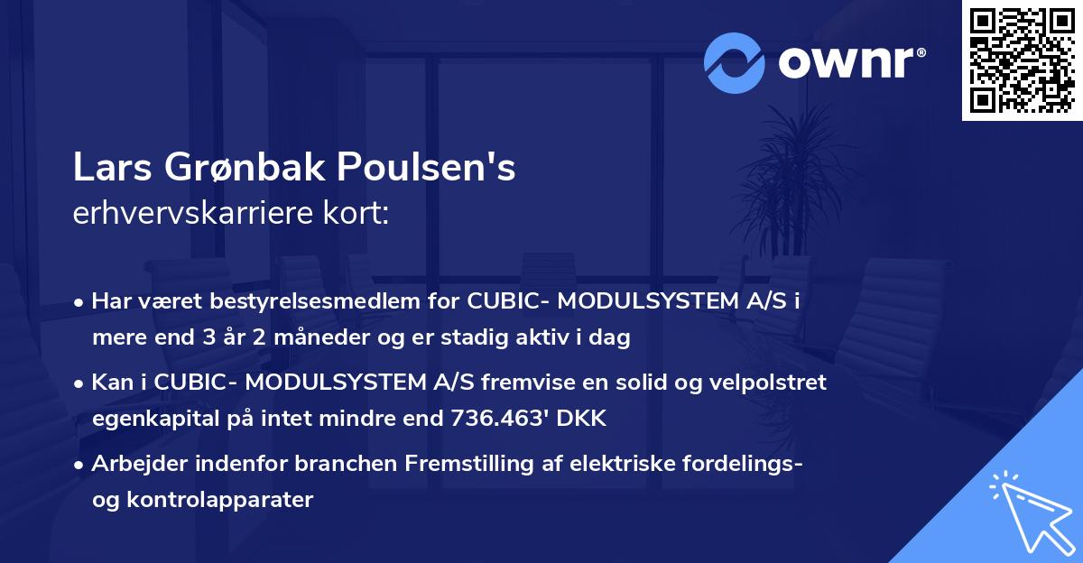 Lars Grønbak Poulsen's erhvervskarriere kort