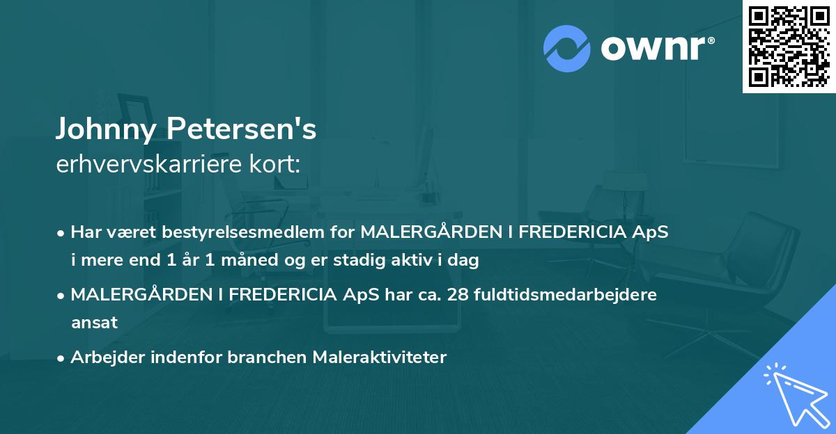Johnny Petersen's erhvervskarriere kort