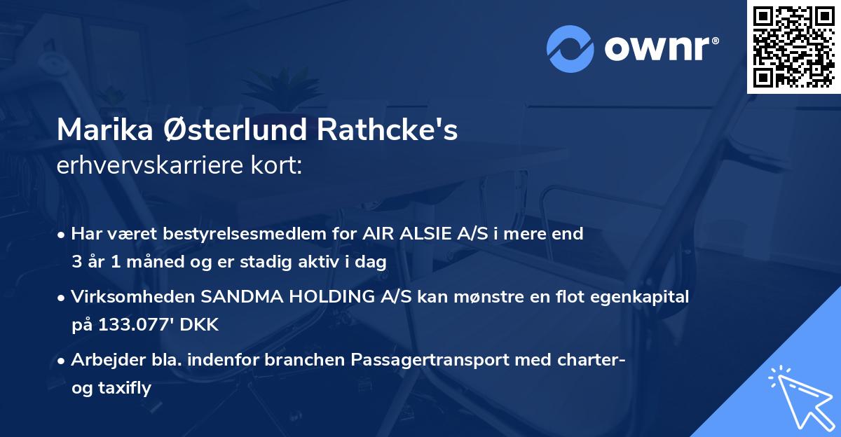 Marika Østerlund Rathcke's erhvervskarriere kort
