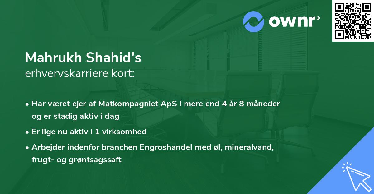 Mahrukh Shahid's erhvervskarriere kort
