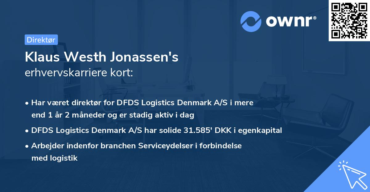 Klaus Westh Jonassen's erhvervskarriere kort